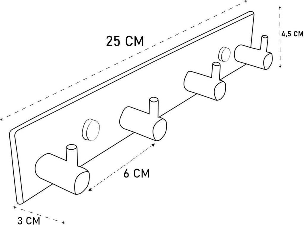 Brute Strength – Stainless Steel wall Coat Rack – Black – 4 Hooks · 25 cm - image 3