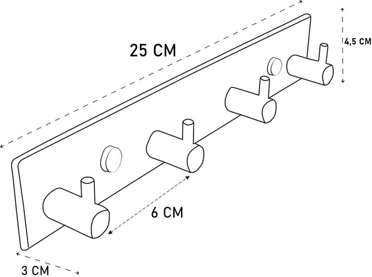 Brute Strength – Stainless Steel wall Coat Rack – Black – 4 Hooks · 25 cm - image 3
