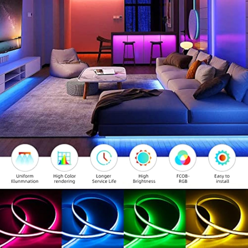 BTF-LIGHTING FCOB RGB LED Strip – 24V High Density 840 LEDs/m 5M Roll