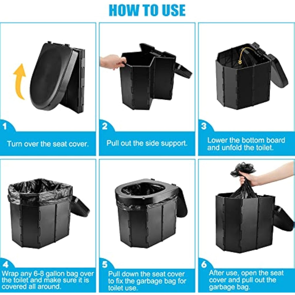 WADEO Portable Camping Toilet - 400lbs Capacity Collapsible Travel WC