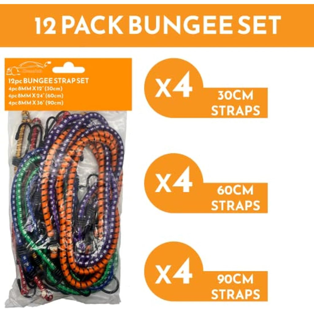 Xtremeauto Heavy Duty Bungee Cords with Hooks | 12 Pack Military Grade