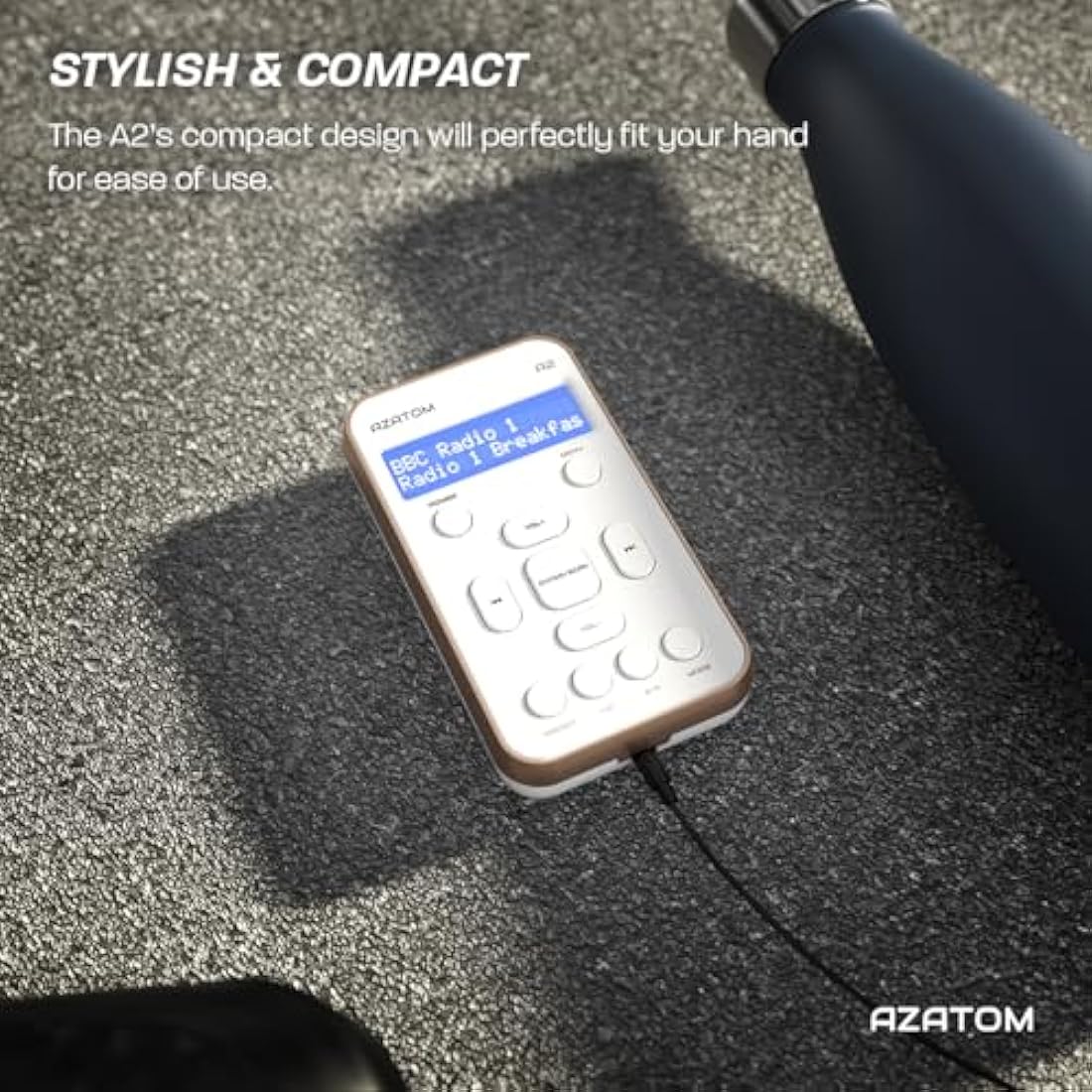 Azatom A2 Portable DAB/DAB+ & FM Digital Radio with Sports Earphones - White