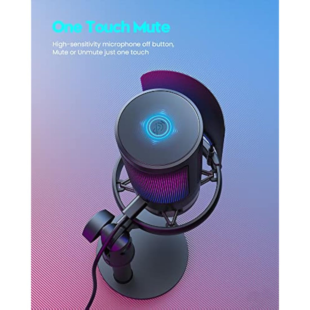 COCONISE USB Gaming Microphone | RGB Condenser Mic with Mute & Tripod