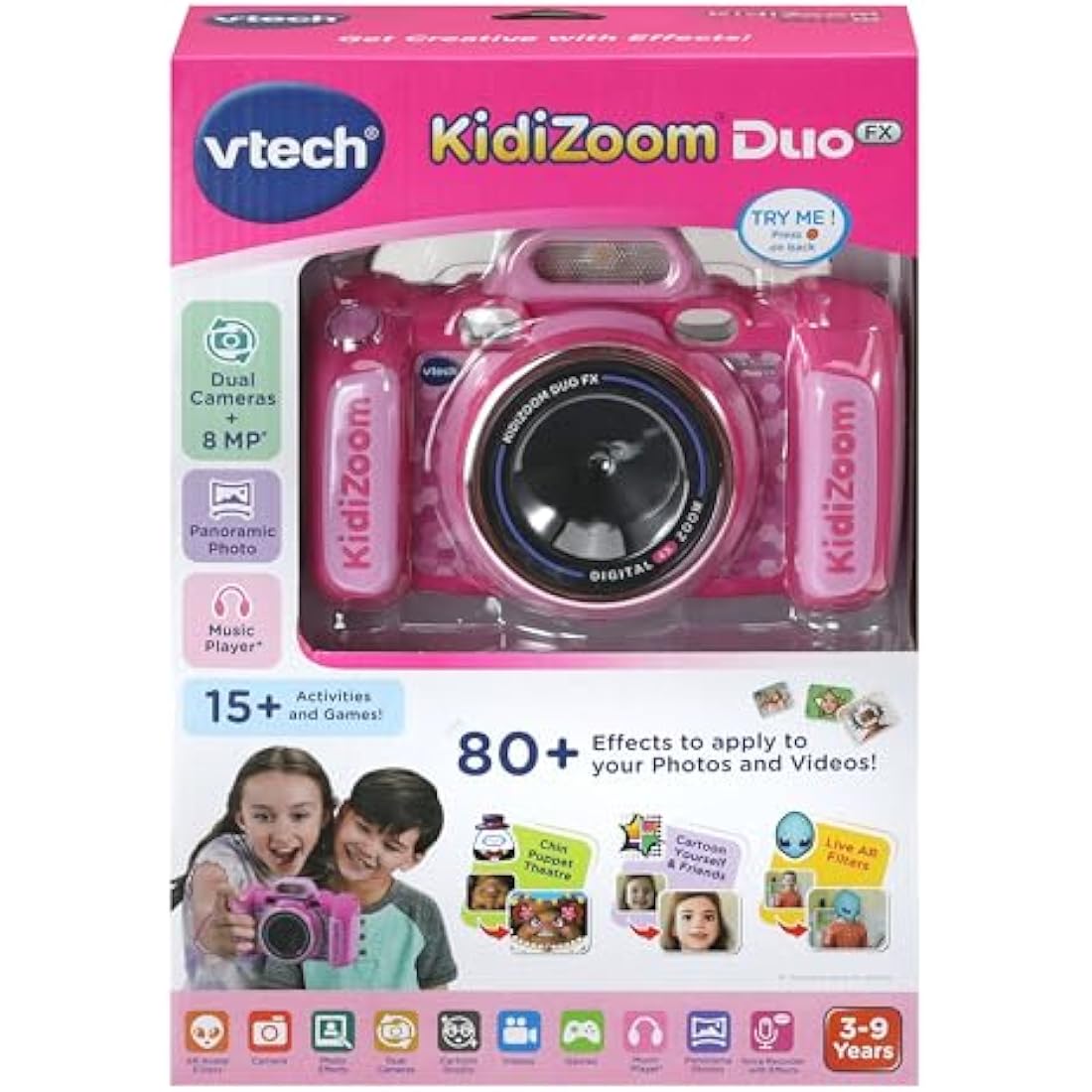 VTech KidiZoom Duo FX Kids Digital Camera | 8MP AR Filters - Pink