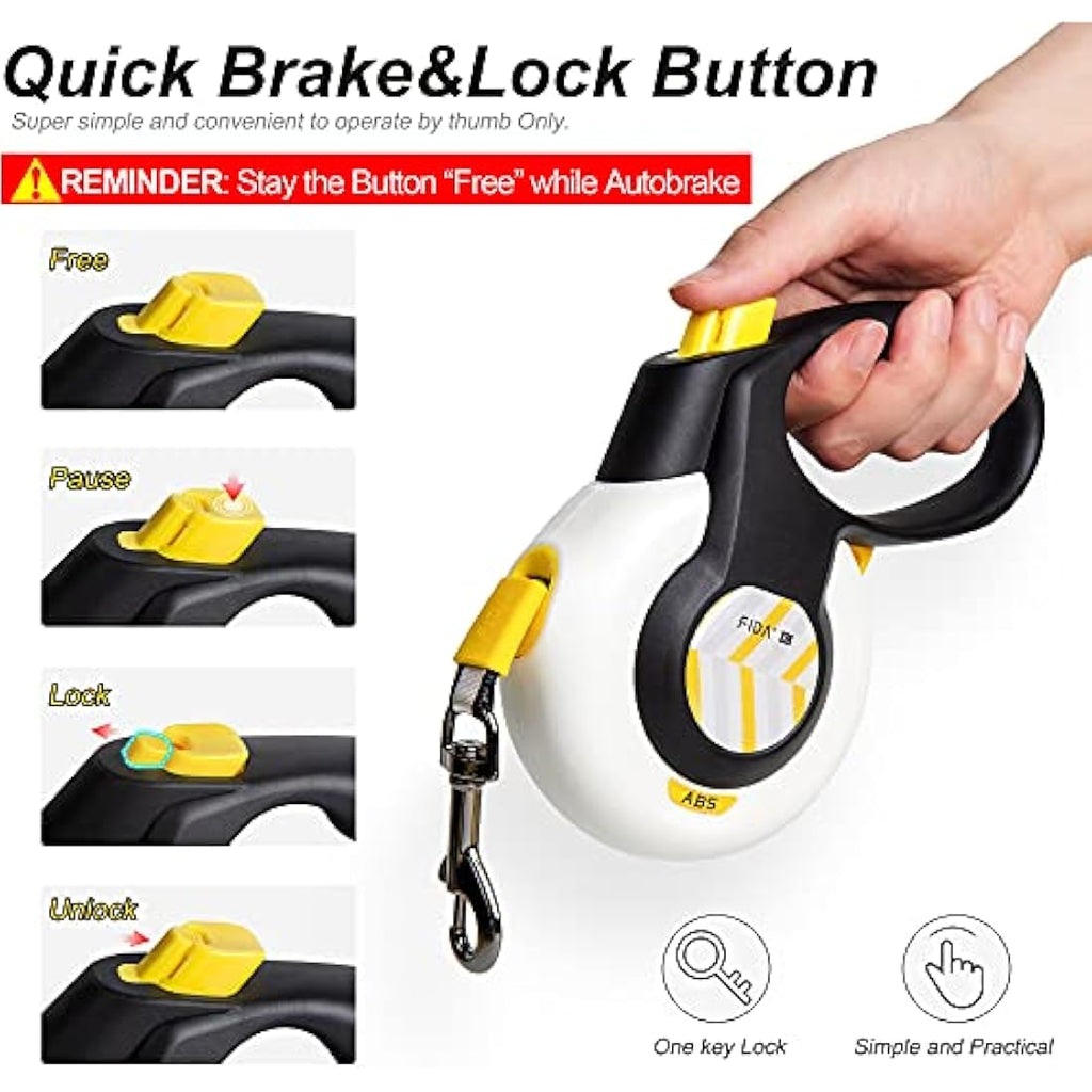 FIDA AutoBrake Retractable Dog Lead | Heavy Duty Anti-Pull Leash, 5m