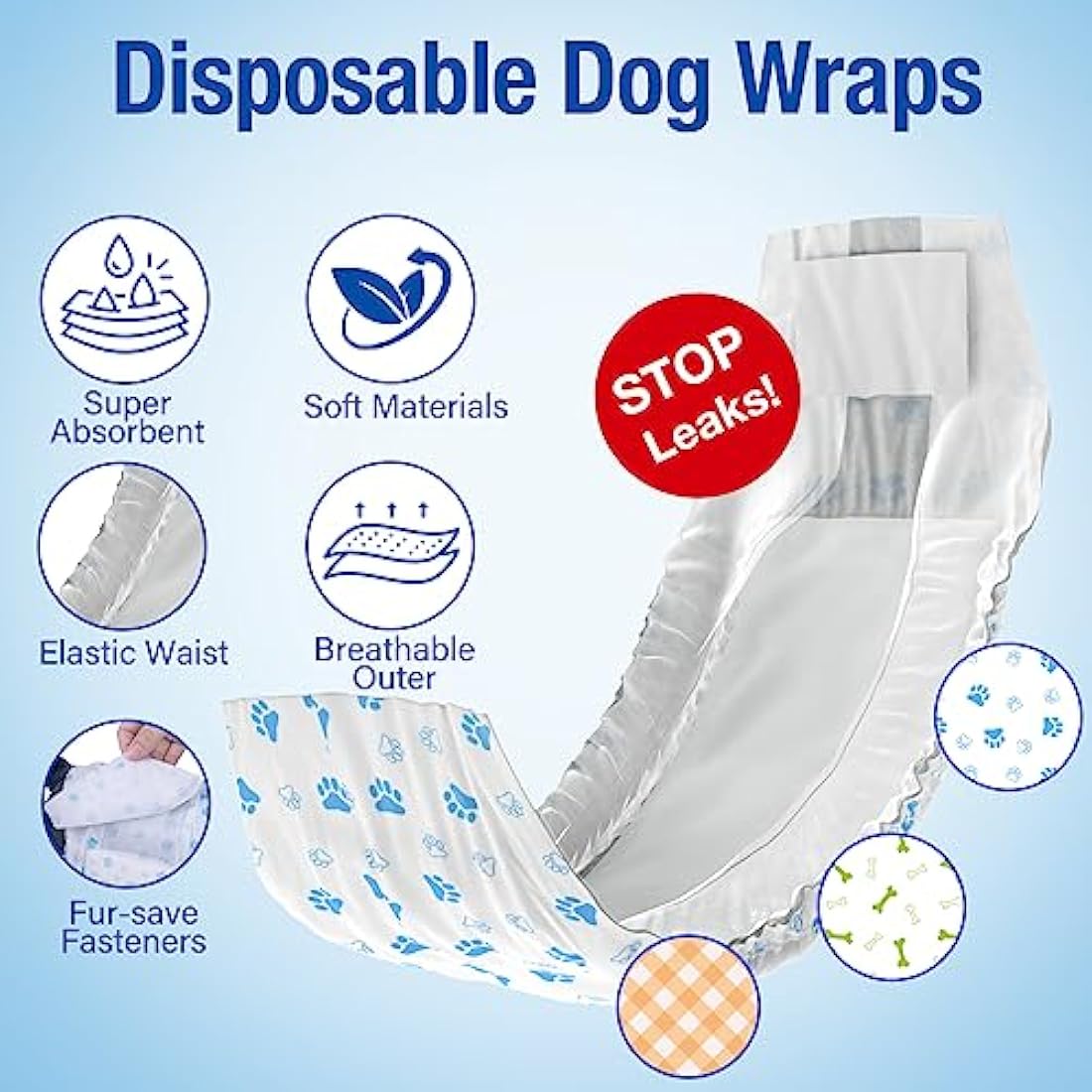 Pet Soft Male Dog Wraps – Super Absorbent Disposable Nappies, 48-Pack