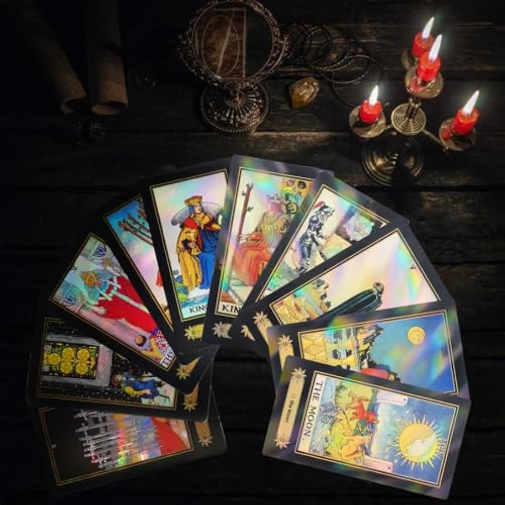 Holographic Tarot Cards Deck with Guidebook - 78 Card Set