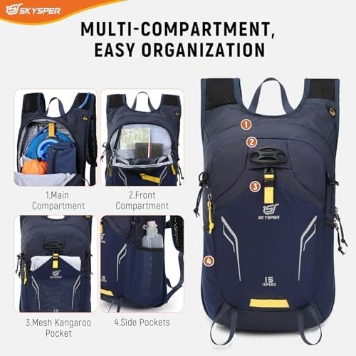 SKYSPER 15L Lightweight Hiking Backpack – Unisex Travel Daypack