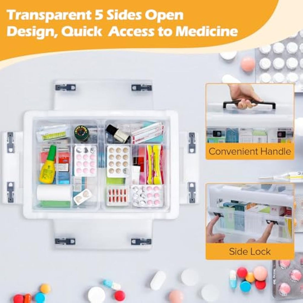Gifhomfix Extra Large First Aid Box | 20 Quart Clear Medicine Organiser