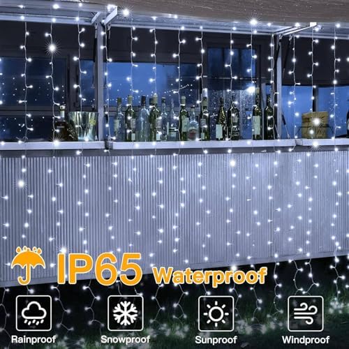 Yowin 600 LED Curtain Lights | 6m x 3m Waterproof Fairy Lights - White
