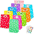 TOOELMON 50pcs Kraft Paper Party Bags with Stickers – Dots Goodie Treat Bags