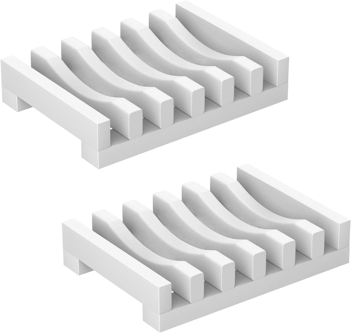 Topsky 2 Pack Silicone Soap Dish with Self-emptying Drainage White - image 1