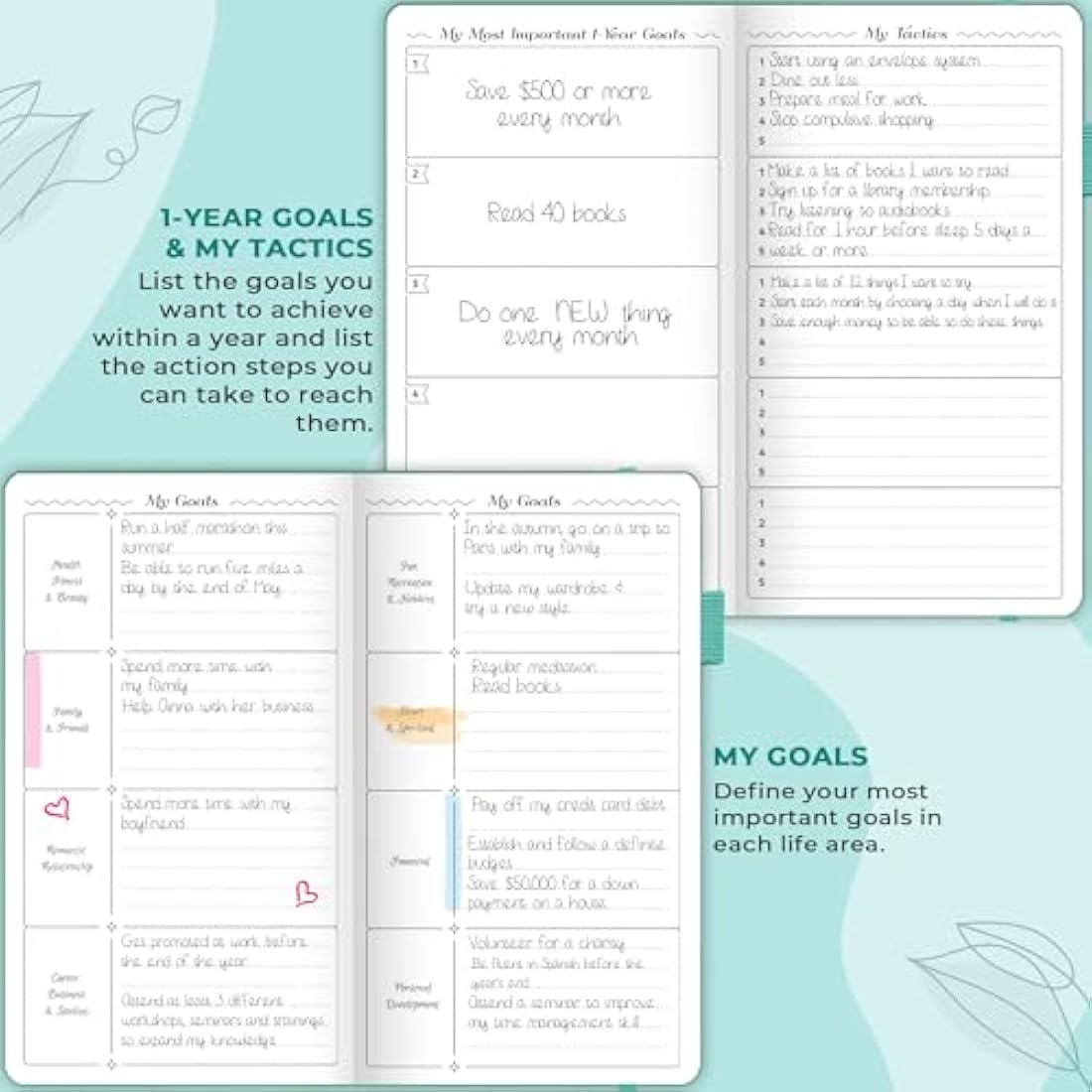 GoGirl Undated Pocket Weekly Planner – Eco-Leather Goal Organizer