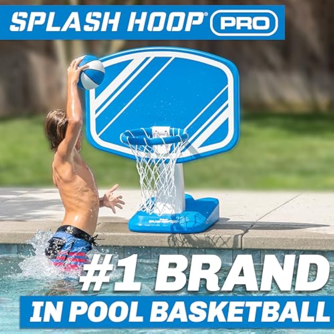 GoSports Splash Hoop PRO Pool Basketball Game with 2 Balls and Pump