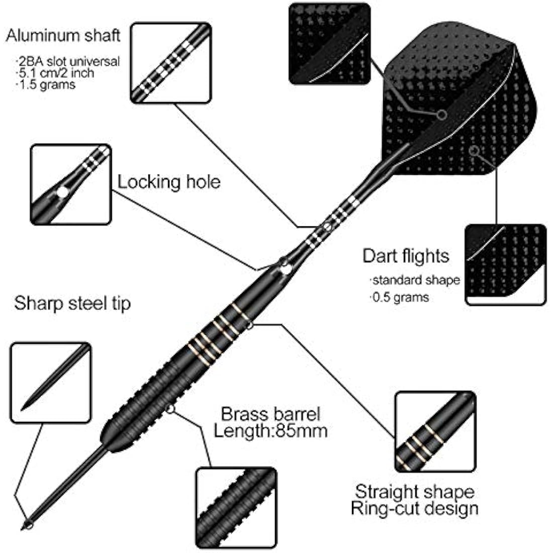 Sanfeng Steel Tip Darts Set – Professional Brass Barrels with Accessories