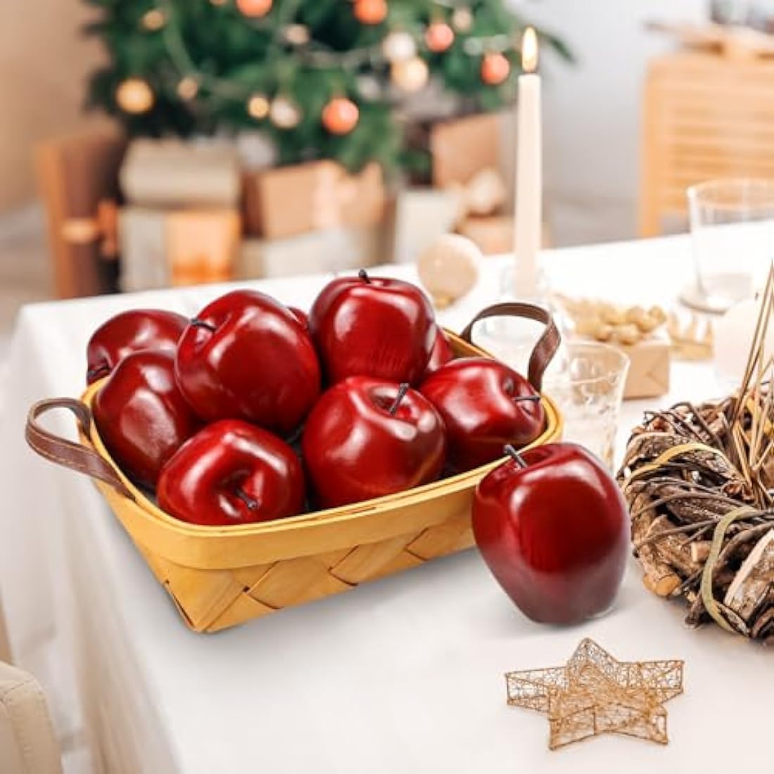 Lorigun Artificial Red Delicious Apples – 6 Pcs Faux Fruit for Home Decor
