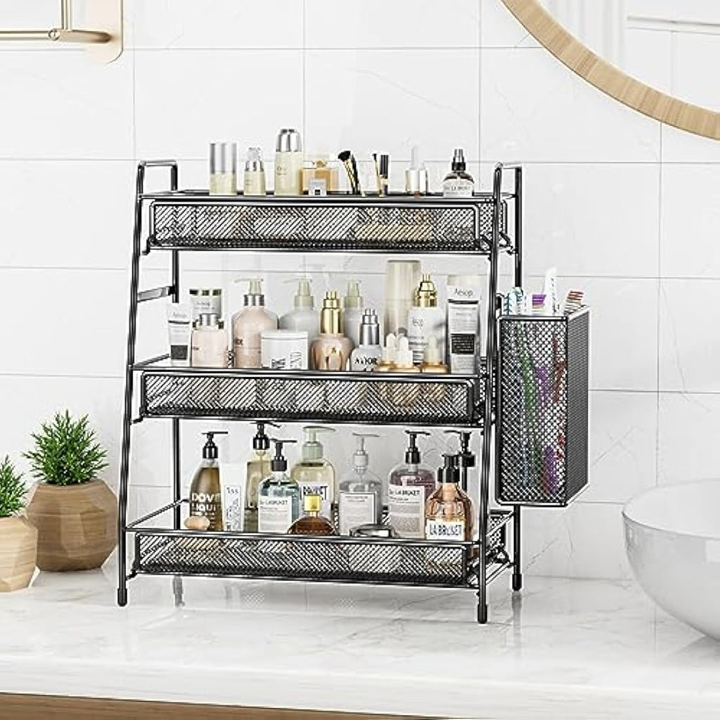 EKNITEY 3-Tier Bathroom Countertop Organizer – Metal Spice & Makeup Rack