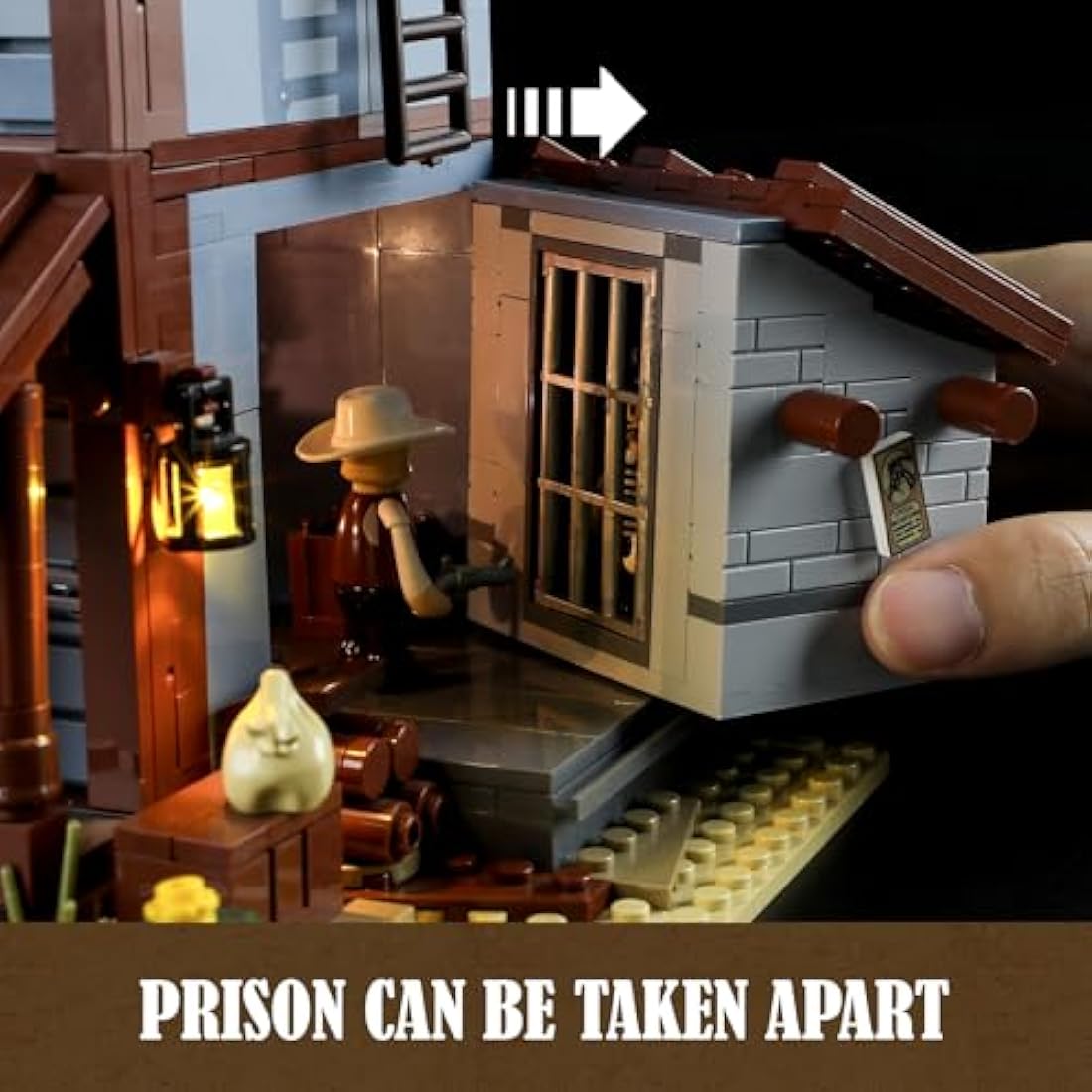 FUNWHOLE Old West Sheriff’s Office LED Building Set - 1240 Pcs Modular
