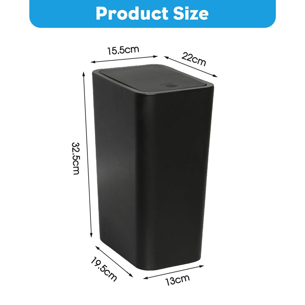Yeqqzq 10L Bedroom Bin with Garbage Bag, Touch Top Bathroom Bin with Lid - image 2