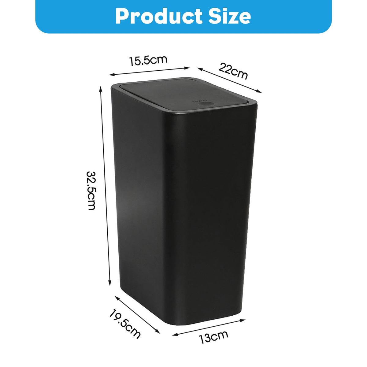Yeqqzq 10L Bedroom Bin with Garbage Bag, Touch Top Bathroom Bin with Lid - image 2