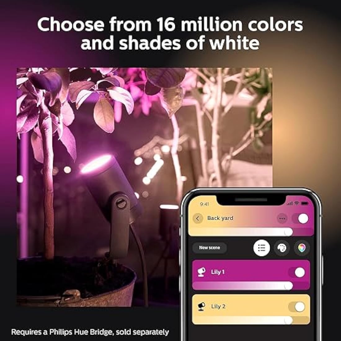 Philips Hue Lily Smart Outdoor LED Spotlight Extension - White & Color