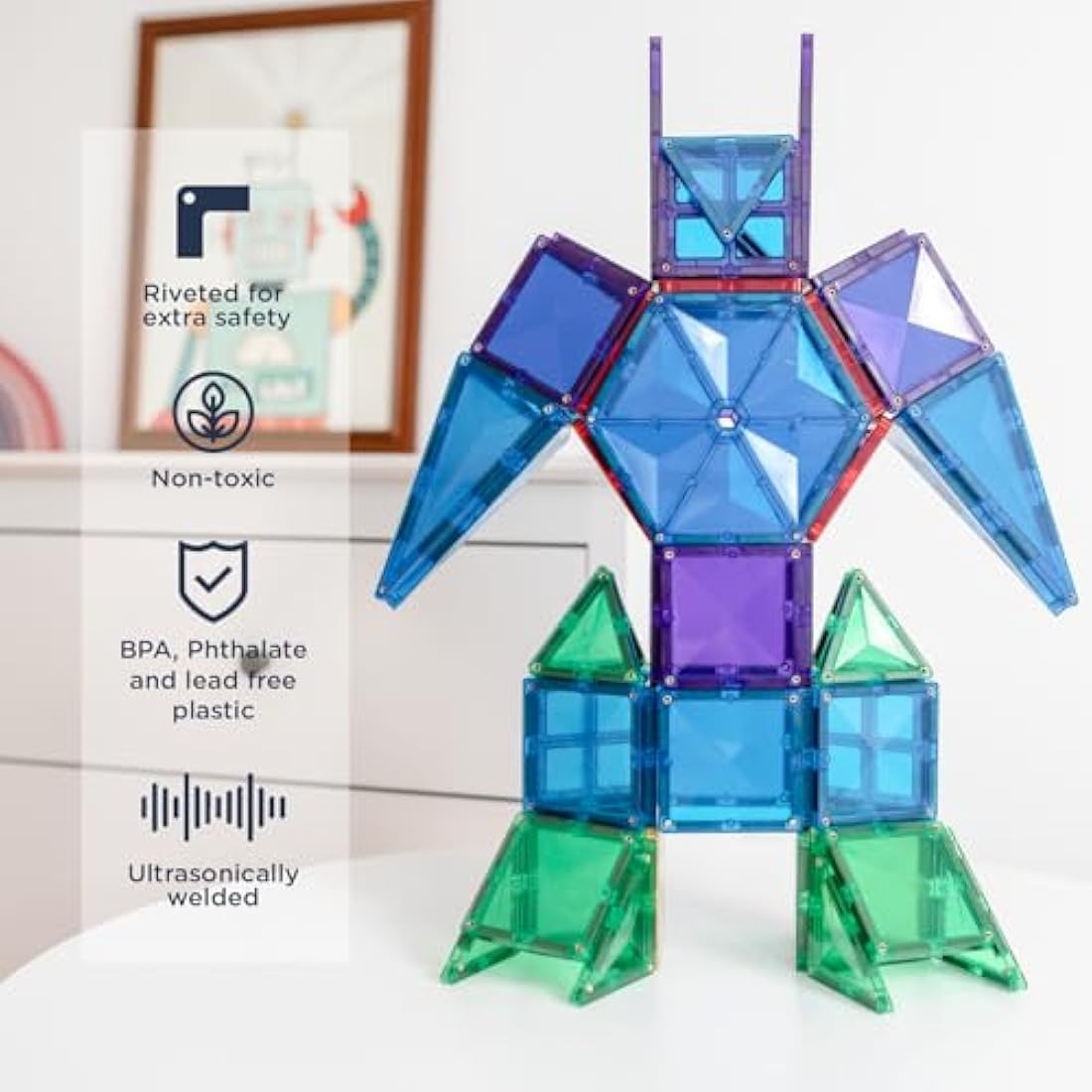 Connetix Rainbow Magnetic Tiles Mega Pack | 212 Piece STEM Building Set