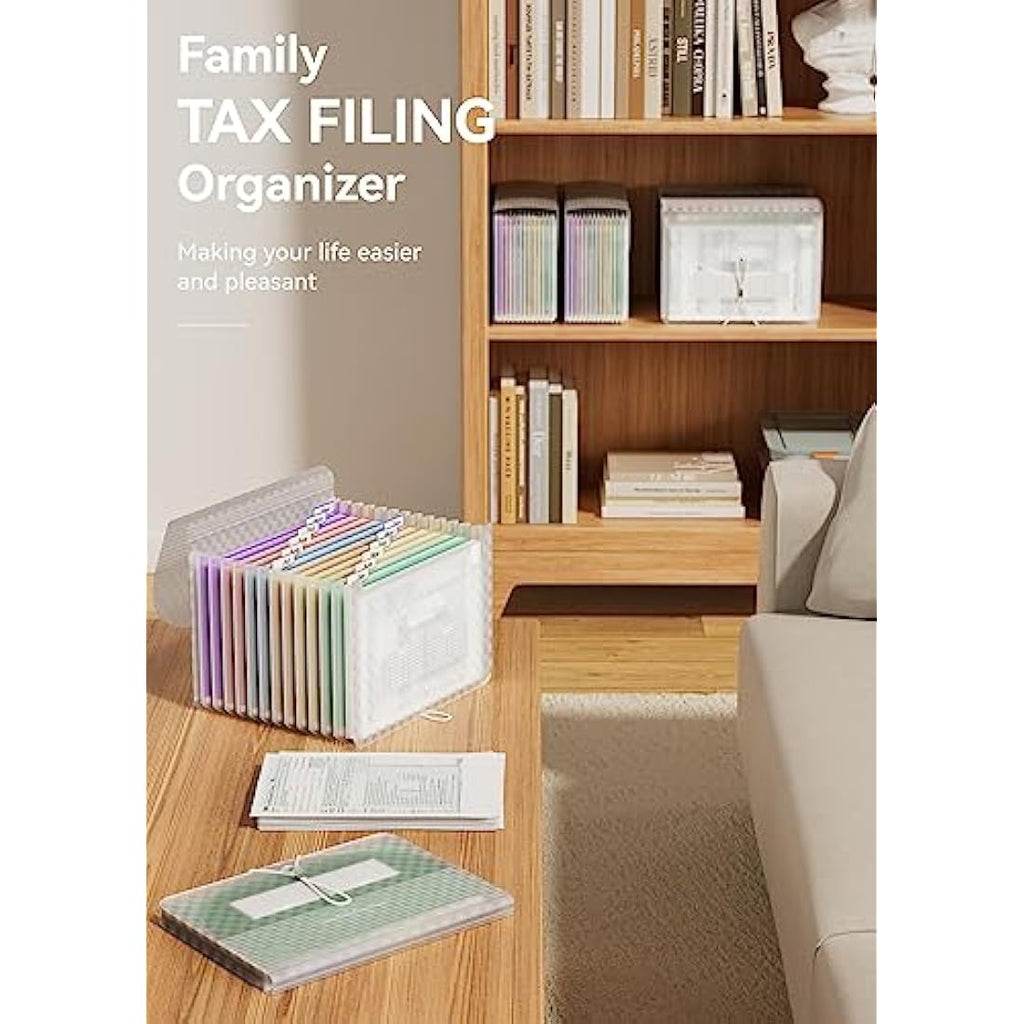 ABC life 13 Pockets A4 Expanding File Organiser – Green Grid Pattern