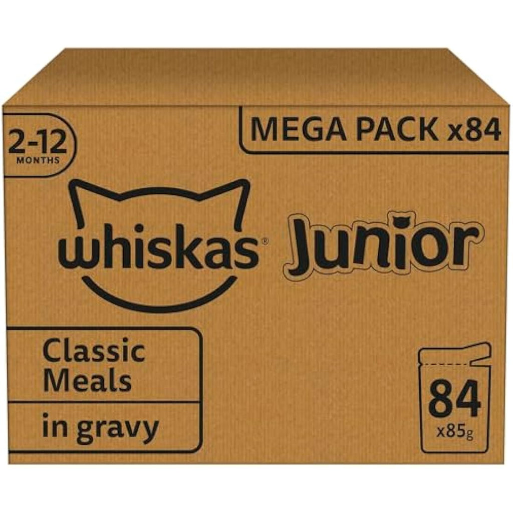 Whiskas Junior Wet Kitten Food Pouches – Mixed Selection in Gravy (84 Pack)