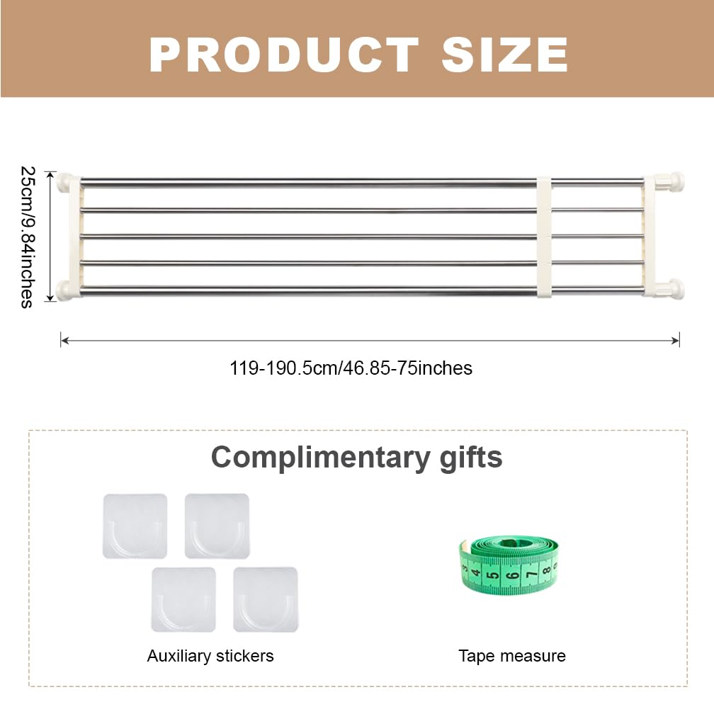 Hershii Adjustable Wardrobe Tension Shelf | Expandable Closet Organizer