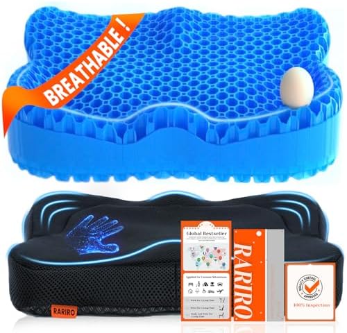 RARIRO Gel Seat Cushion – Ergonomic Honeycomb Coccyx Support for Office