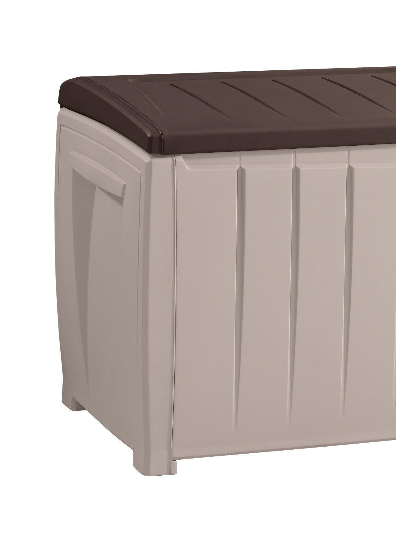 Keter Novel Outdoor Garden Storage Box - 340L Plastic Deck Chest, Beige