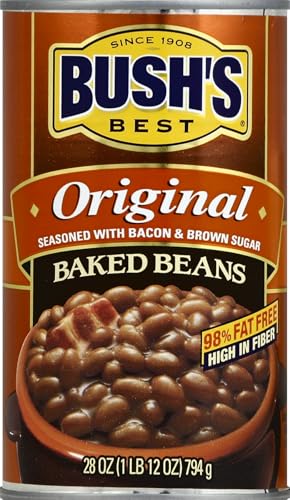 Bush's Baked Beans – Canned Navy Beans with Brown Sugar & Bacon, 28 oz