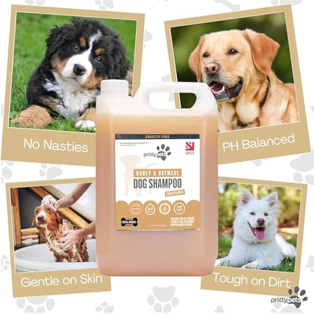 Pritty Pets Oatmeal Dog Shampoo | Professional PH Balanced Formula - 5L