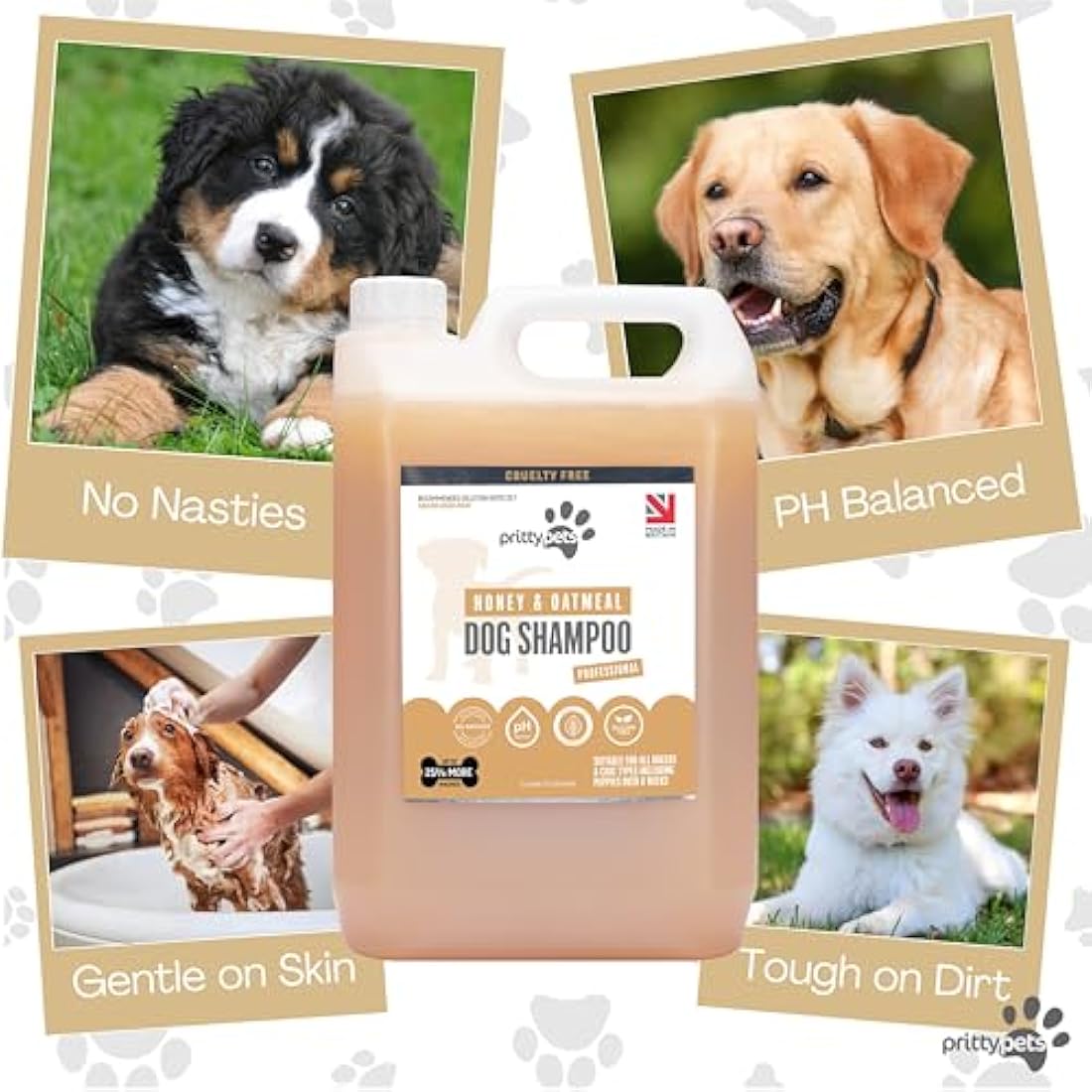 Pritty Pets Oatmeal Dog Shampoo | Professional PH Balanced Formula - 5L