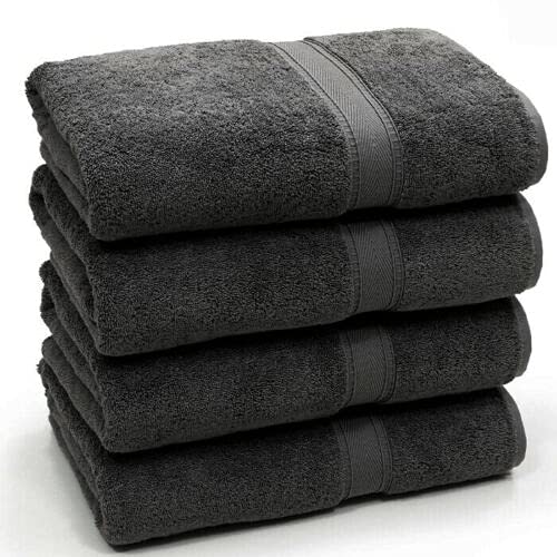 4-Pack Egyptian Cotton Bath Towels - 500 GSM Charcoal