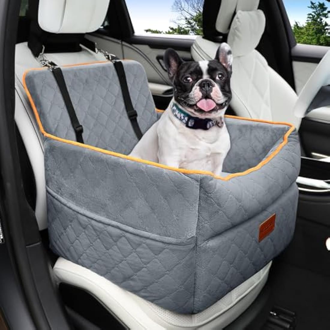 HEGGCOOE Memory Foam Dog Car Seat – Washable Booster Seat for Dogs to 35lbs