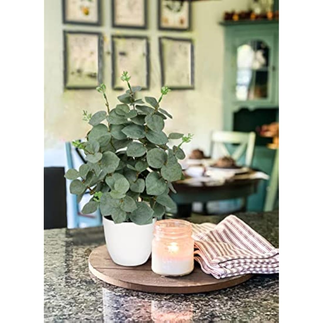 Artificial Eucalyptus Plant in White Pot - 36cm Faux Greenery