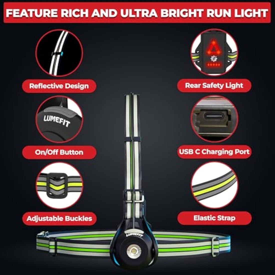 LUMEFIT LED Running Chest Light – 500 Lumen USB Rechargeable Safety Lamp