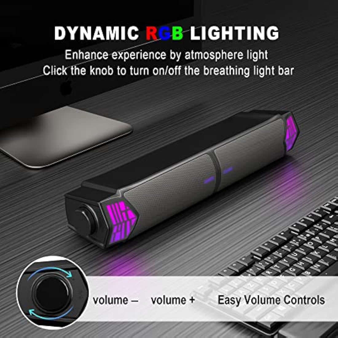 Smalody Detachable PC Speaker | 2-in-1 RGB Bluetooth Gaming Soundbar