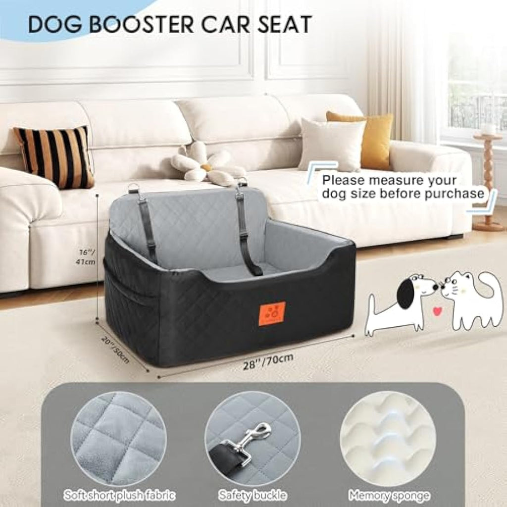 Dog Booster Car Seat – Large Washable Pet Travel Bed & Sofa