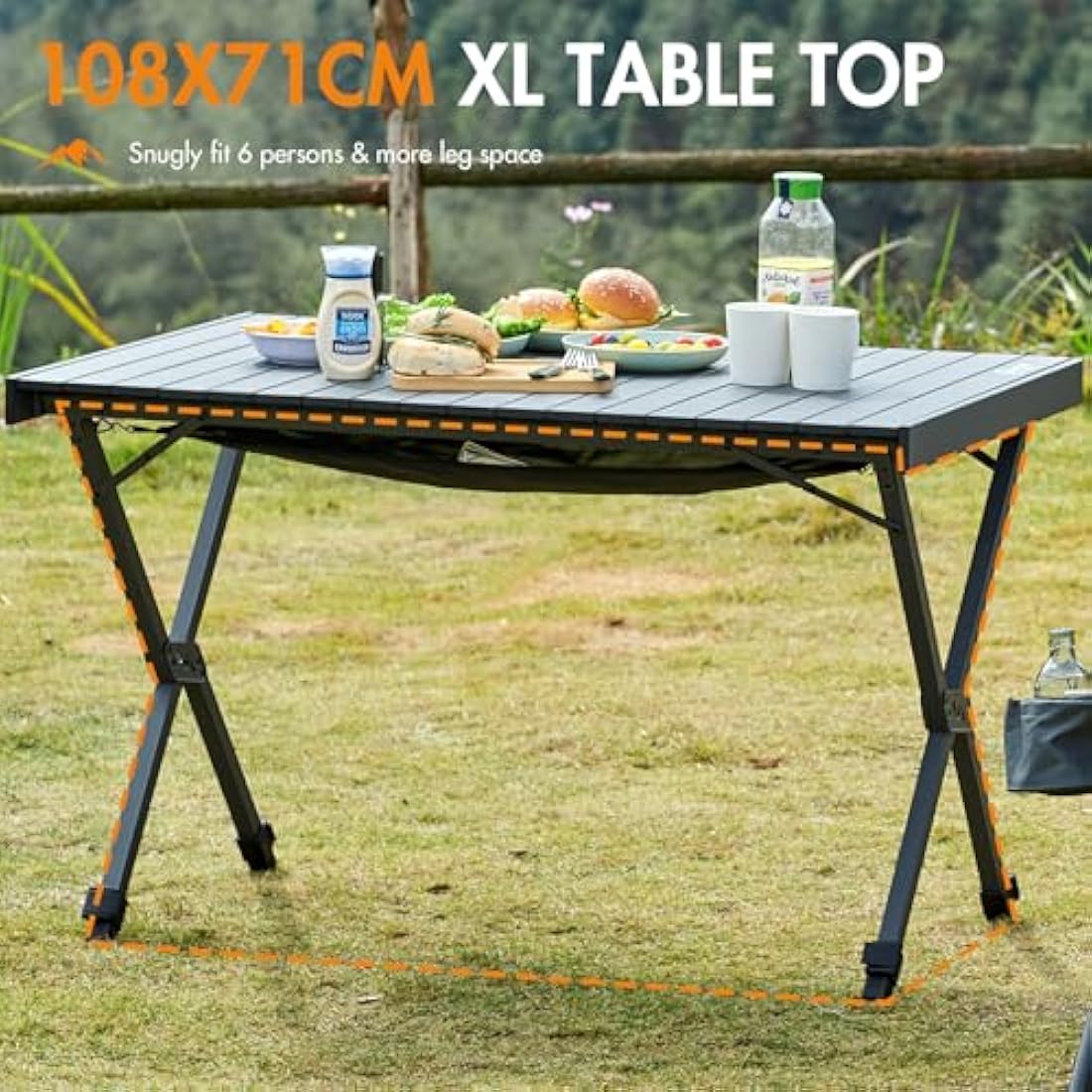 Portal Large Aluminum Camping Table – Height Adjustable Folding Picnic Desk