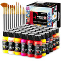 Fantastory Acrylic Paint Set - 36 Colors with 12 Brushes for Canvas & Wood