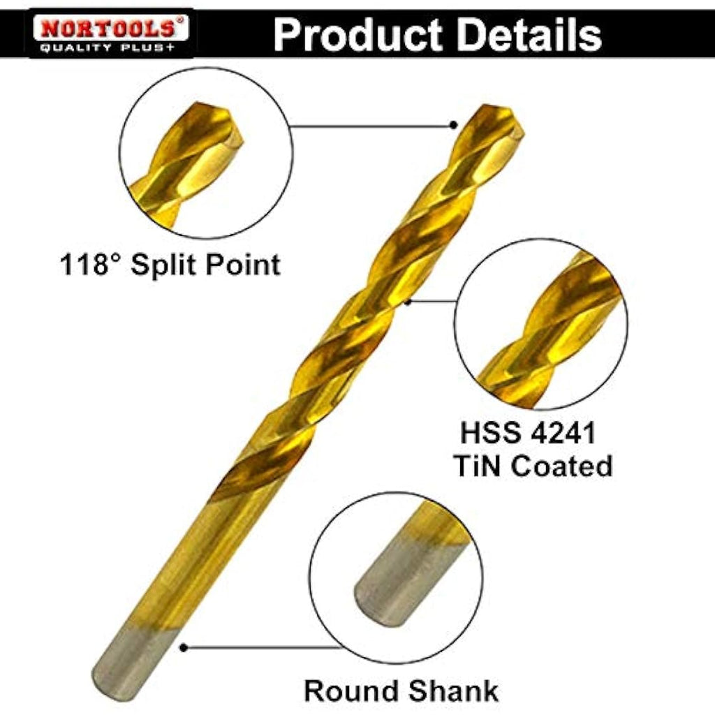 NORTOOLS 25-Piece Titanium HSS Drill Bit Set | 1.0-13mm DIN338