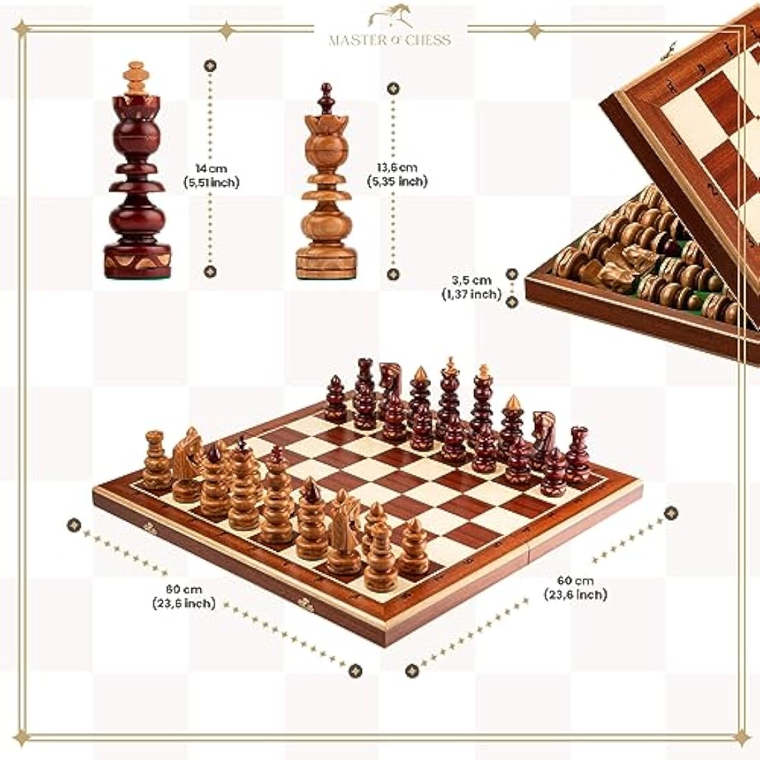 Byzantium Wooden Chess Set – Handcrafted Large 23in Board