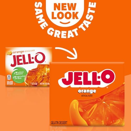 Jell-O Orange Gelatin Dessert - 3 Ounce Boxes (Pack of 4) -