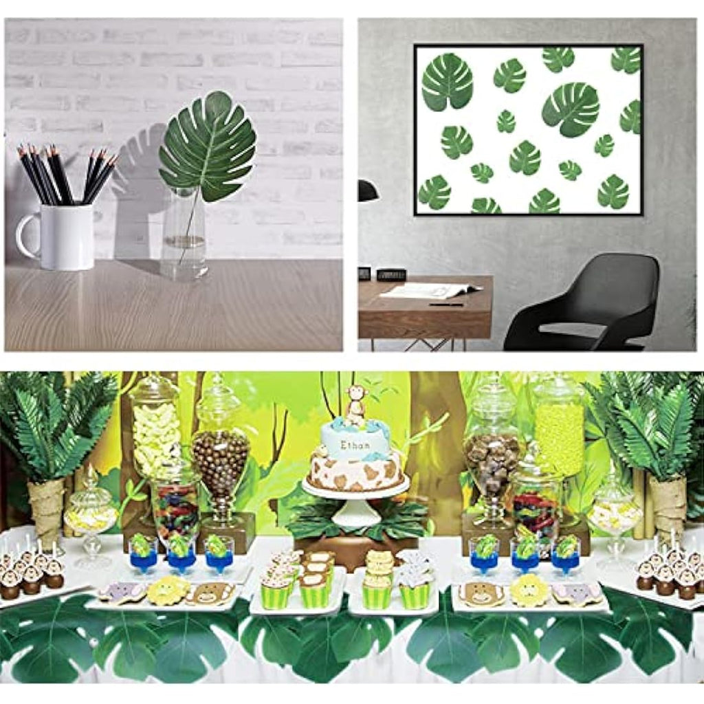 Jolof Store 96pcs Artificial Tropical Leaves – Faux Monstera & Palm Stems