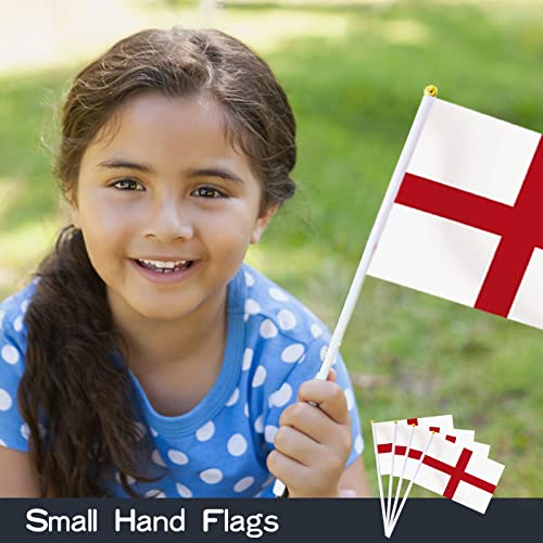 AhfuLife England Hand Held Flags – 100 Pcs St George Cross Stick Flags