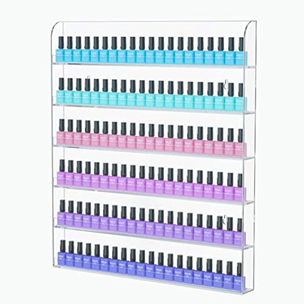 HIIMIEI 6-Tier Acrylic Wall Mounted Nail Polish Rack & Display Organizer