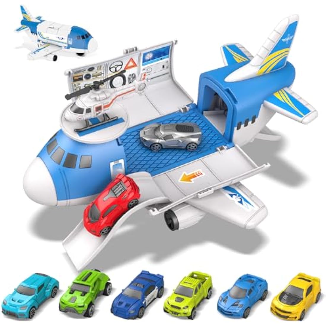 Kramow Transport Airplane Toy Set with 9 Vehicles for Boys and Girls