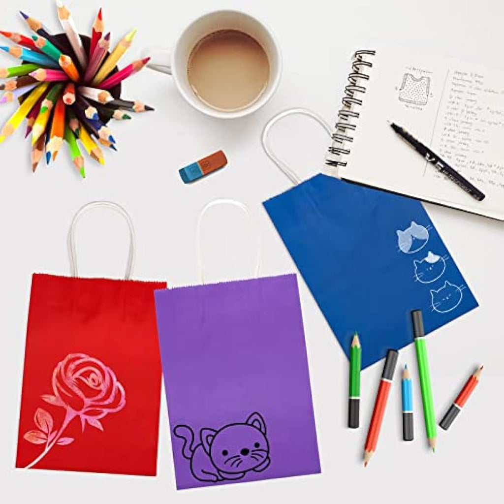 30 Pcs Kraft Paper Party Bags with Handles - 10 Colors
